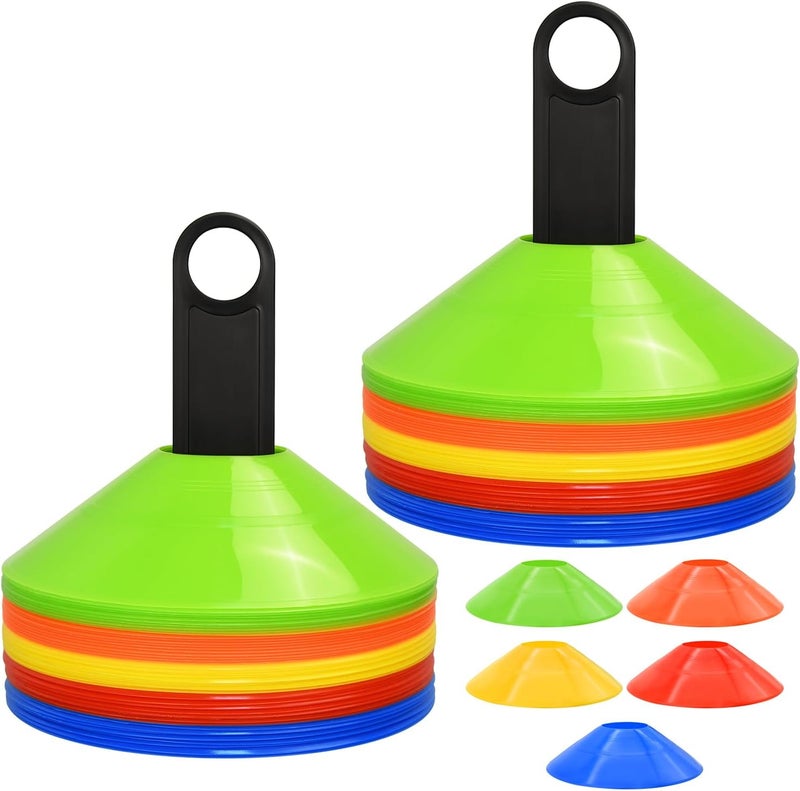 Ruby Q Disc Cones, Soccer Cones, Basketball Cones with Carry Bag and Holder, Football, Soccer, Basketball Training Equipment, 5 Color - Image 1